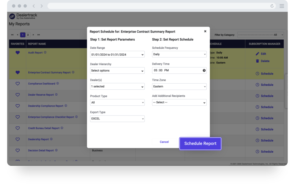 Click on Schedule Report Click on Schedule Report