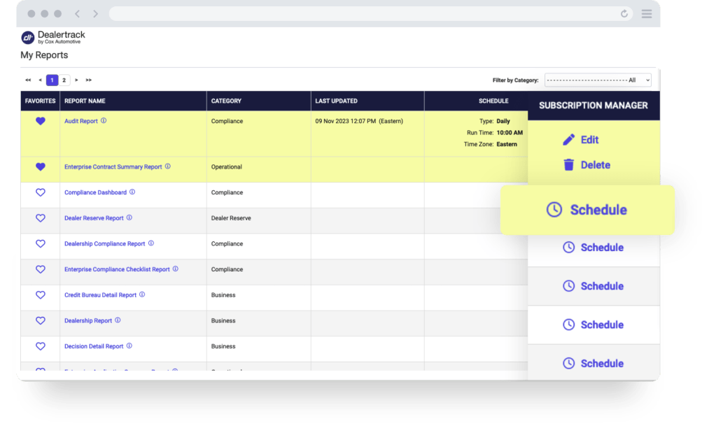 Click on Schedule under Subscription Click on Schedule under Subscription